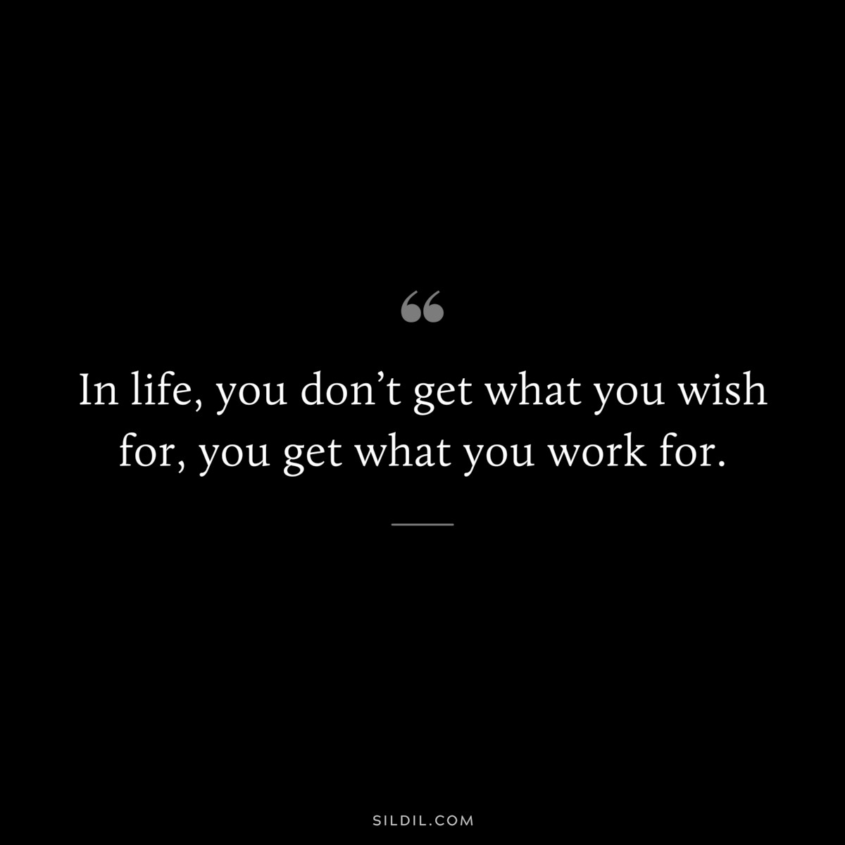 In life, you don’t get what you wish for, you get what you work for.