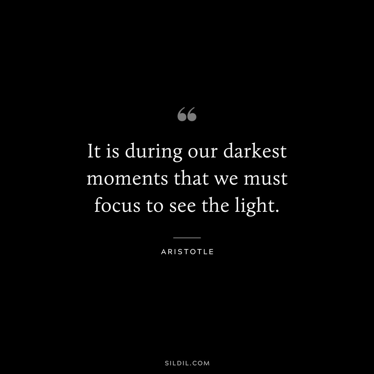 It is during our darkest moments that we must focus to see the light. ― Aristotle