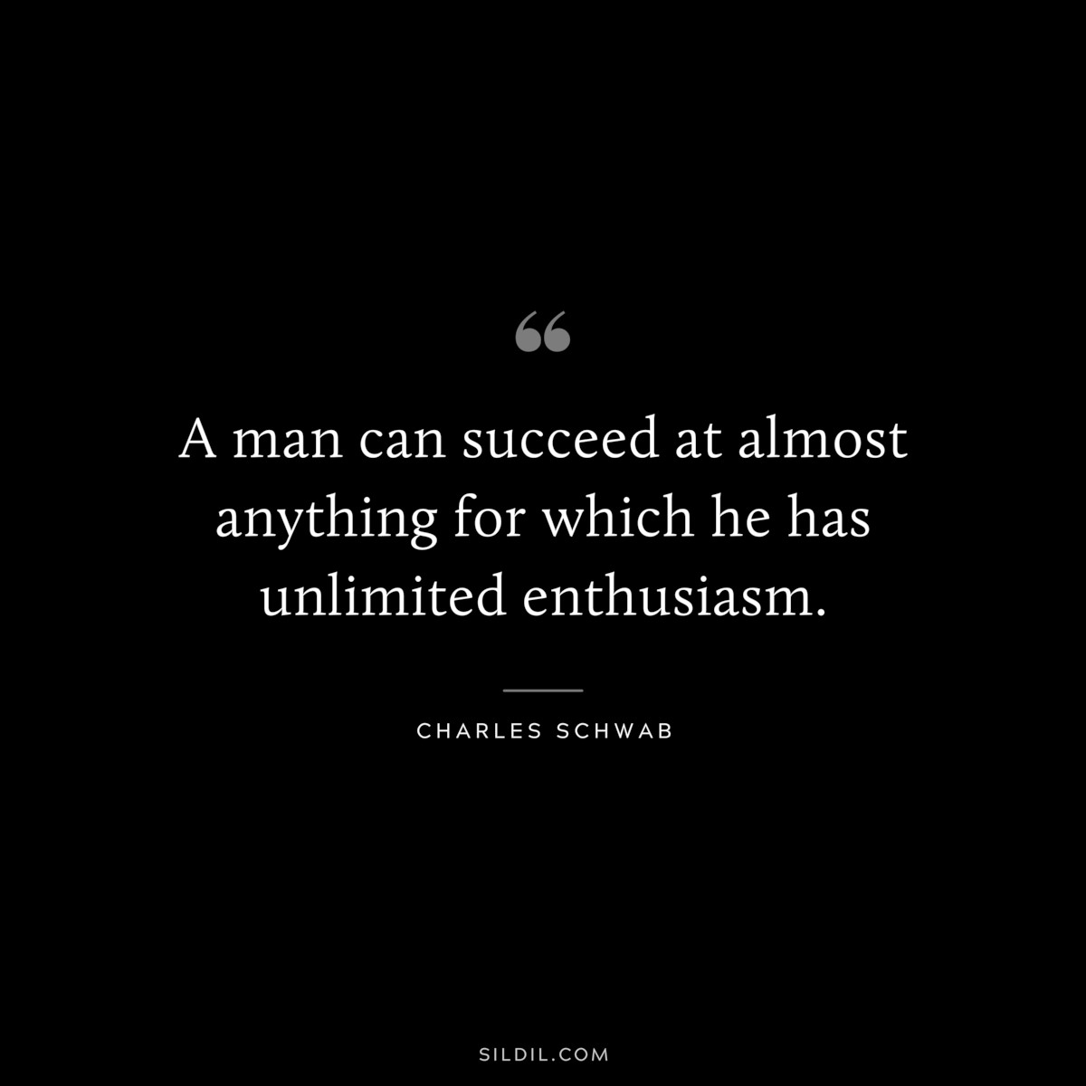 A man can succeed at almost anything for which he has unlimited enthusiasm. ― Charles Schwab