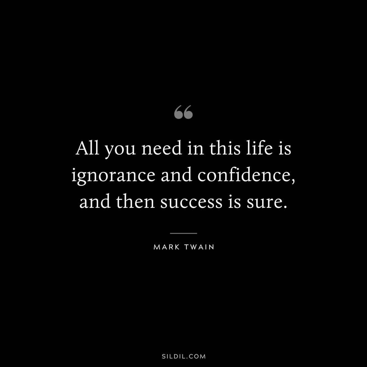 All you need in this life is ignorance and confidence, and then success is sure. ― Mark Twain