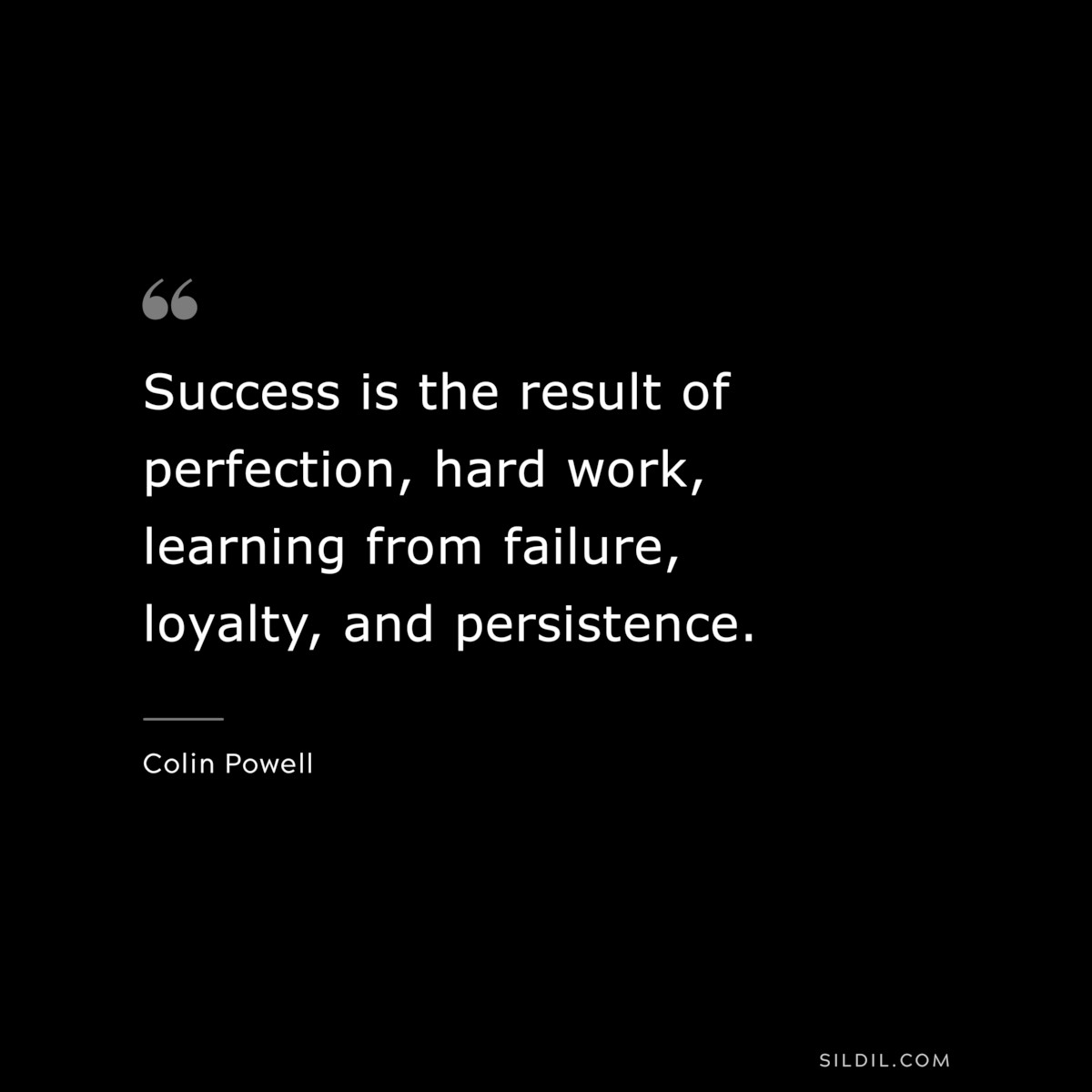 Success is the result of perfection, hard work, learning from failure, loyalty, and persistence. ― Colin Powell