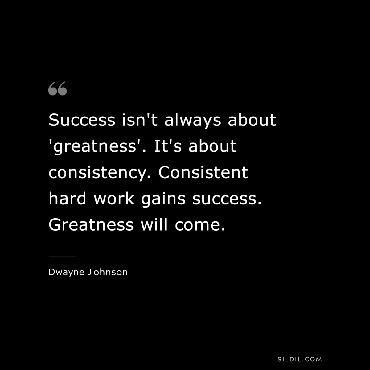 Success isn't always about 'greatness'. It's about consistency. Consistent hard work gains success. Greatness will come. ― Dwayne Johnson