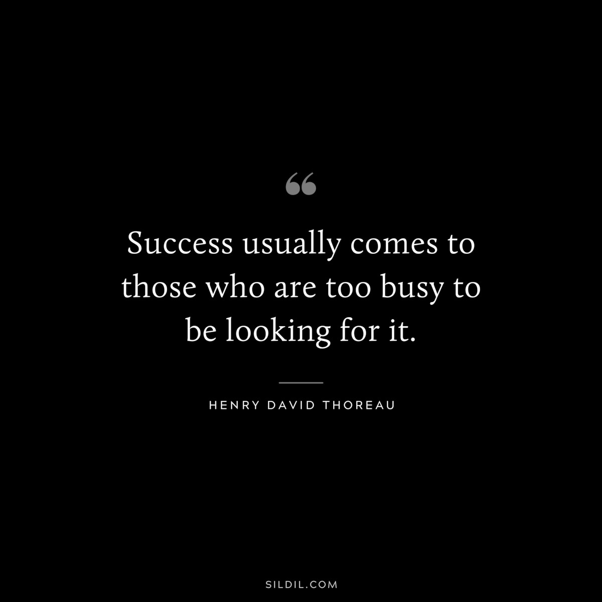 Success usually comes to those who are too busy to be looking for it. ― Henry David Thoreau