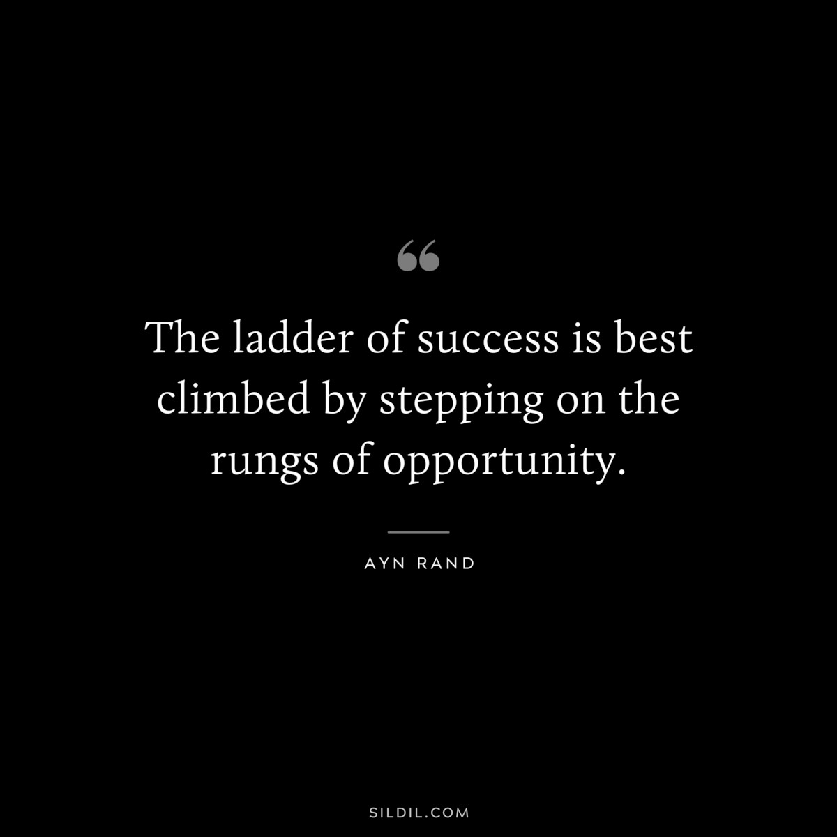 The ladder of success is best climbed by stepping on the rungs of opportunity. ― Ayn Rand