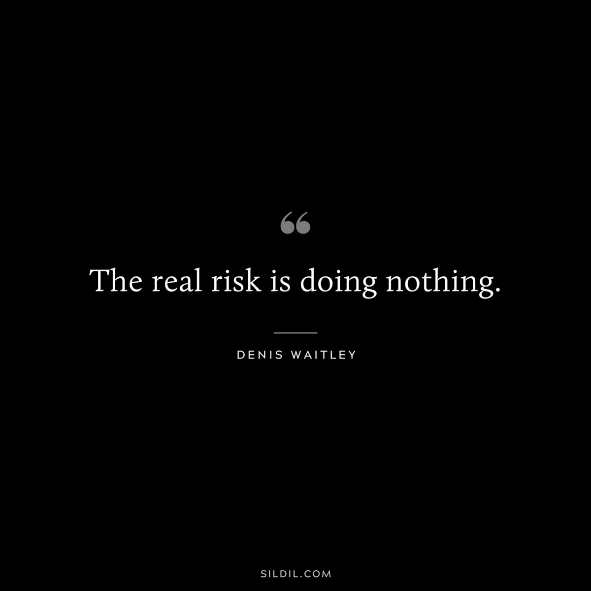 The real risk is doing nothing. ― Denis Waitley