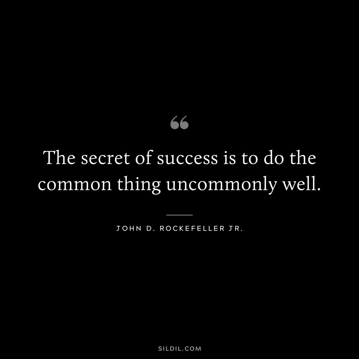 The secret of success is to do the common thing uncommonly well. ― John D. Rockefeller Jr.