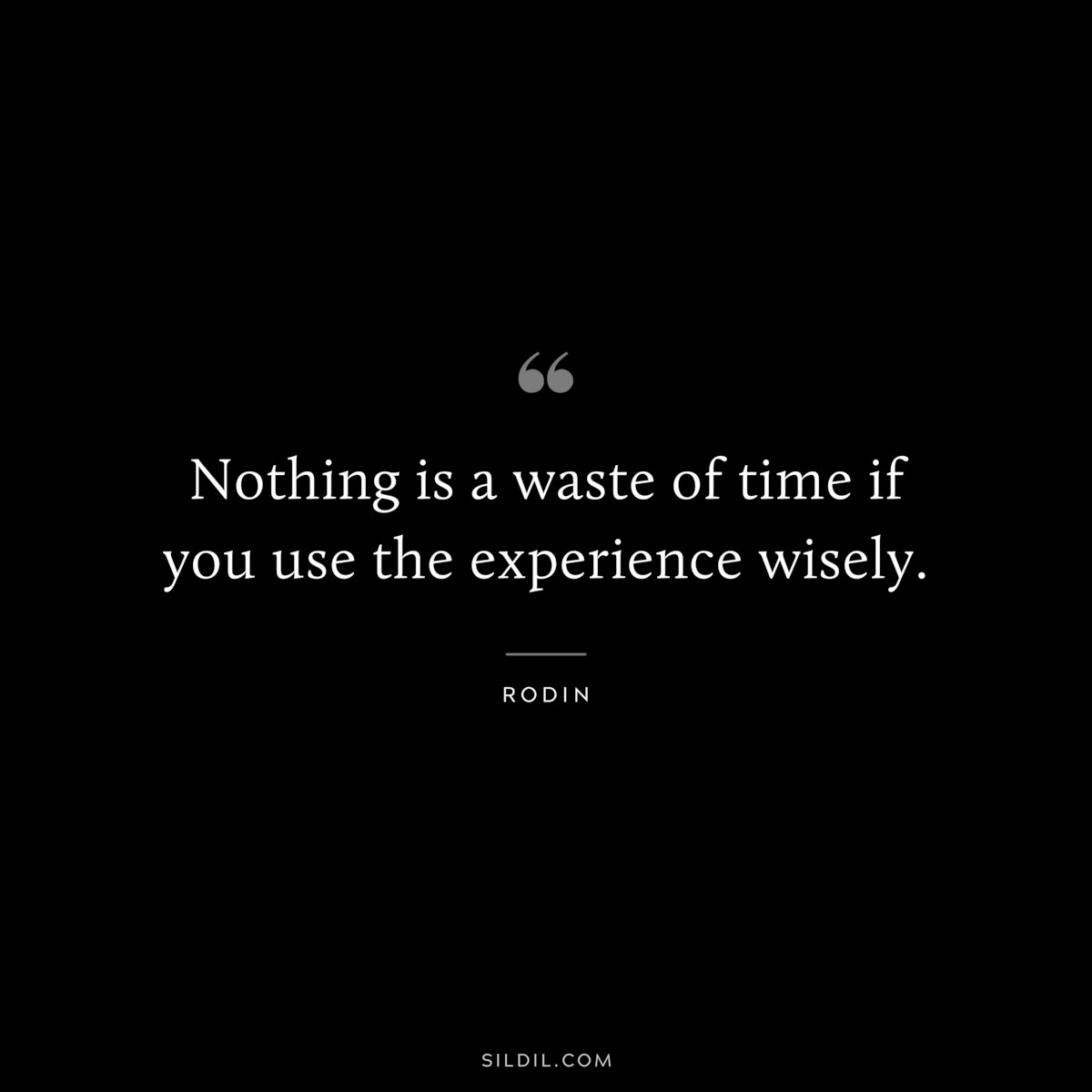 Nothing is a waste of time if you use the experience wisely. ― Rodin