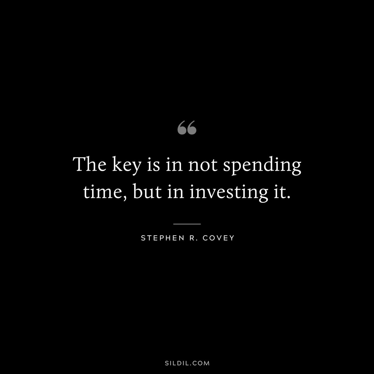 The key is in not spending time, but in investing it. ― Stephen R. Covey