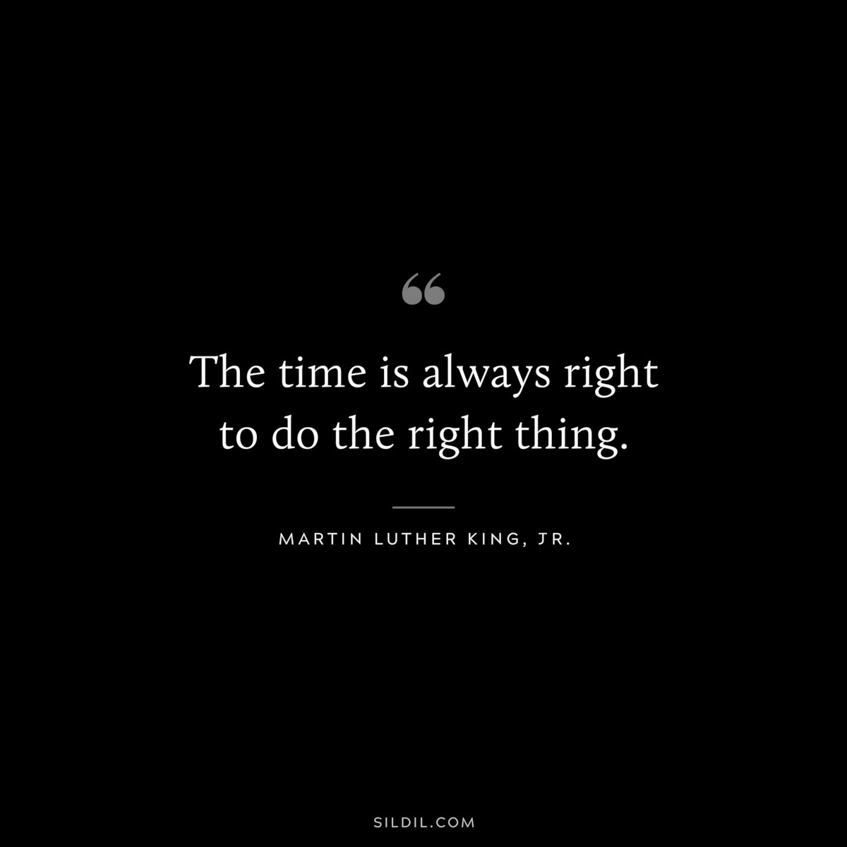The time is always right to do the right thing. ― Martin Luther King, Jr.