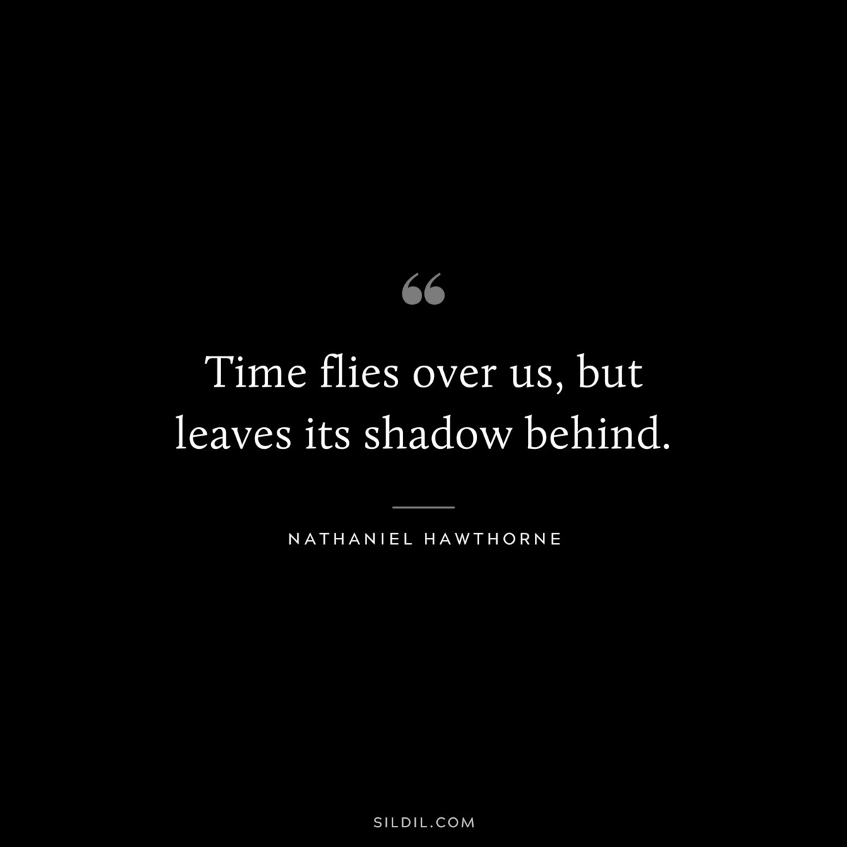 Time flies over us, but leaves its shadow behind. ― Nathaniel Hawthorne