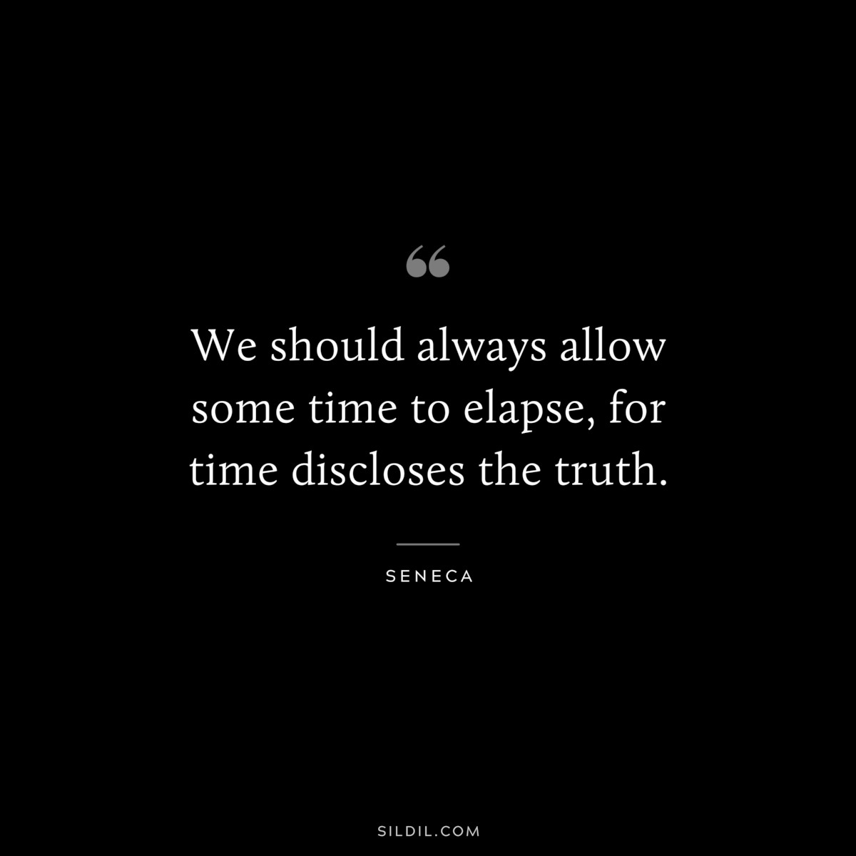 We should always allow some time to elapse, for time discloses the truth. ― Seneca
