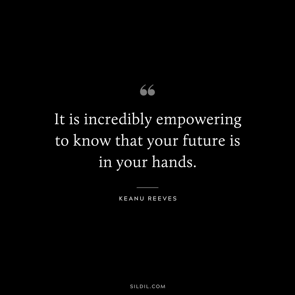 It is incredibly empowering to know that your future is in your hands. ― Keanu Reeves