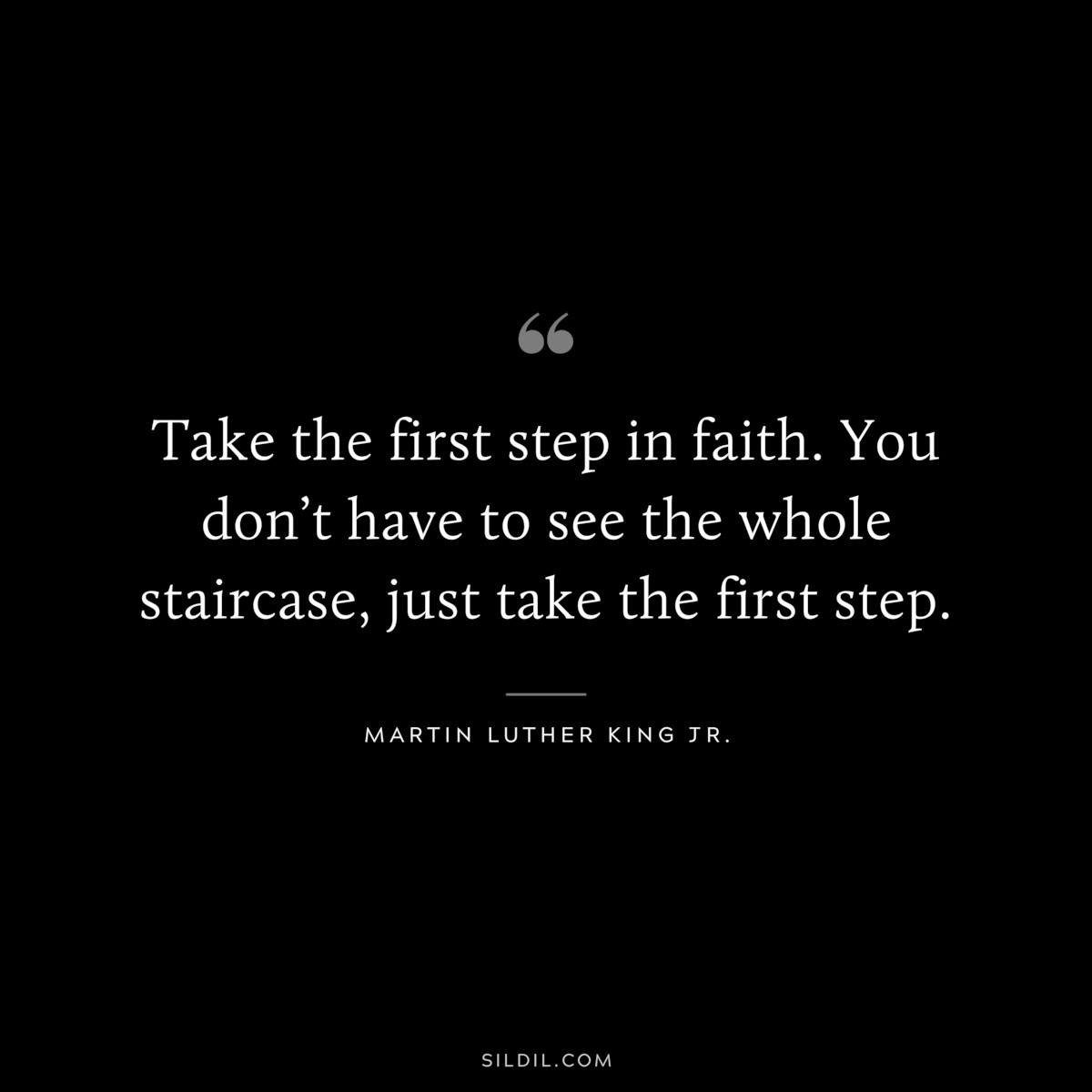 Take the first step in faith. You don’t have to see the whole staircase, just take the first step. ― Martin Luther King Jr.