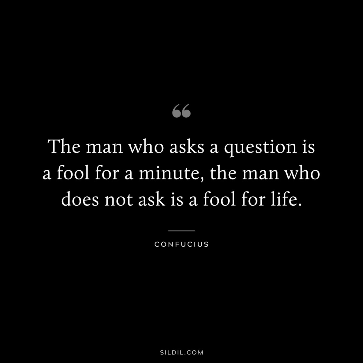 The man who asks a question is a fool for a minute, the man who does not ask is a fool for life. ― Confucius