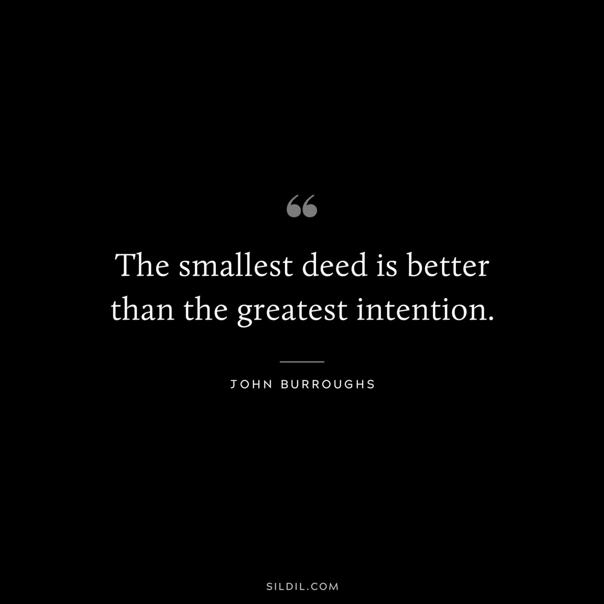 The smallest deed is better than the greatest intention. ― John Burroughs