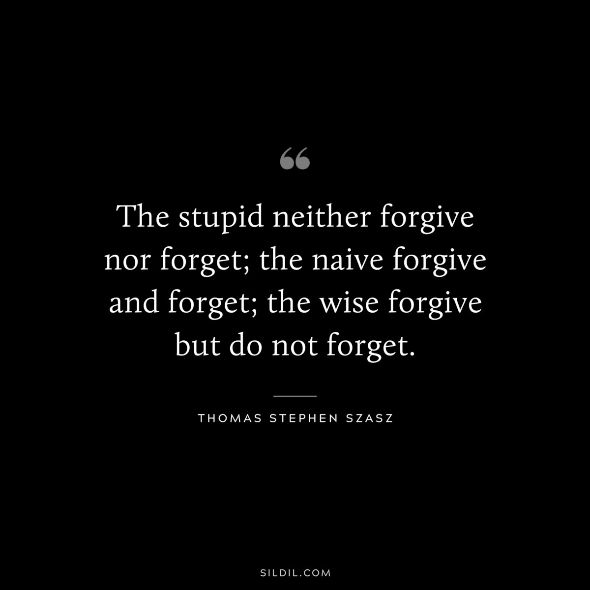 The stupid neither forgive nor forget; the naive forgive and forget; the wise forgive but do not forget. ― Thomas Stephen Szasz
