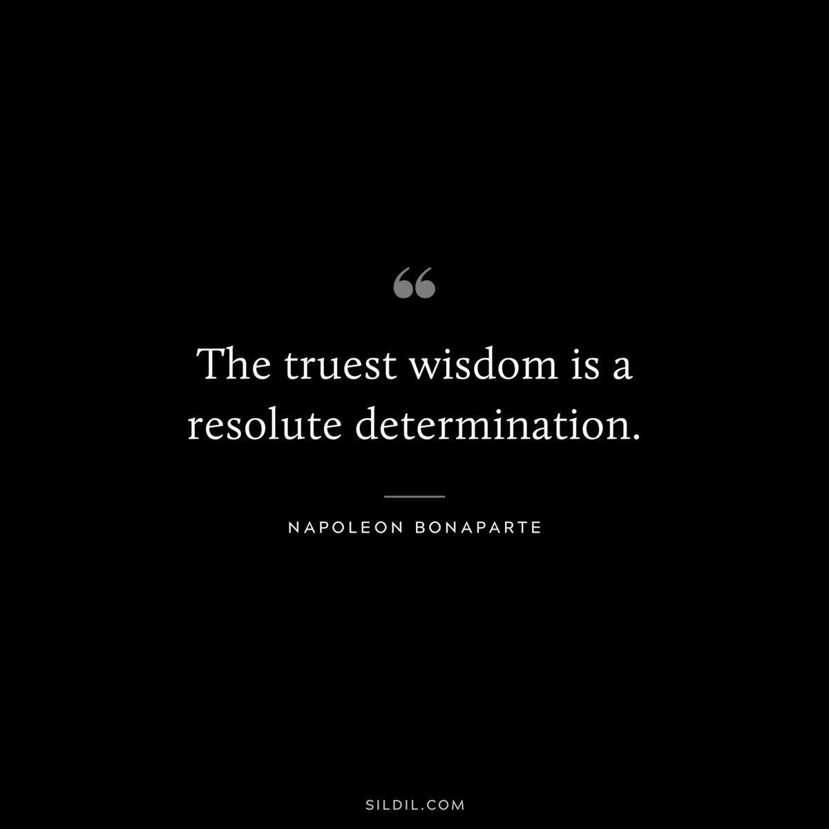 The truest wisdom is a resolute determination. ― Napoleon Bonaparte