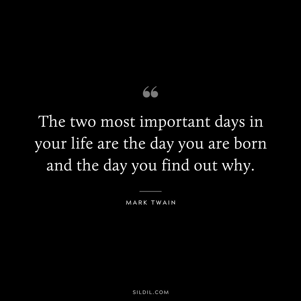 The two most important days in your life are the day you are born and the day you find out why. ― Mark Twain