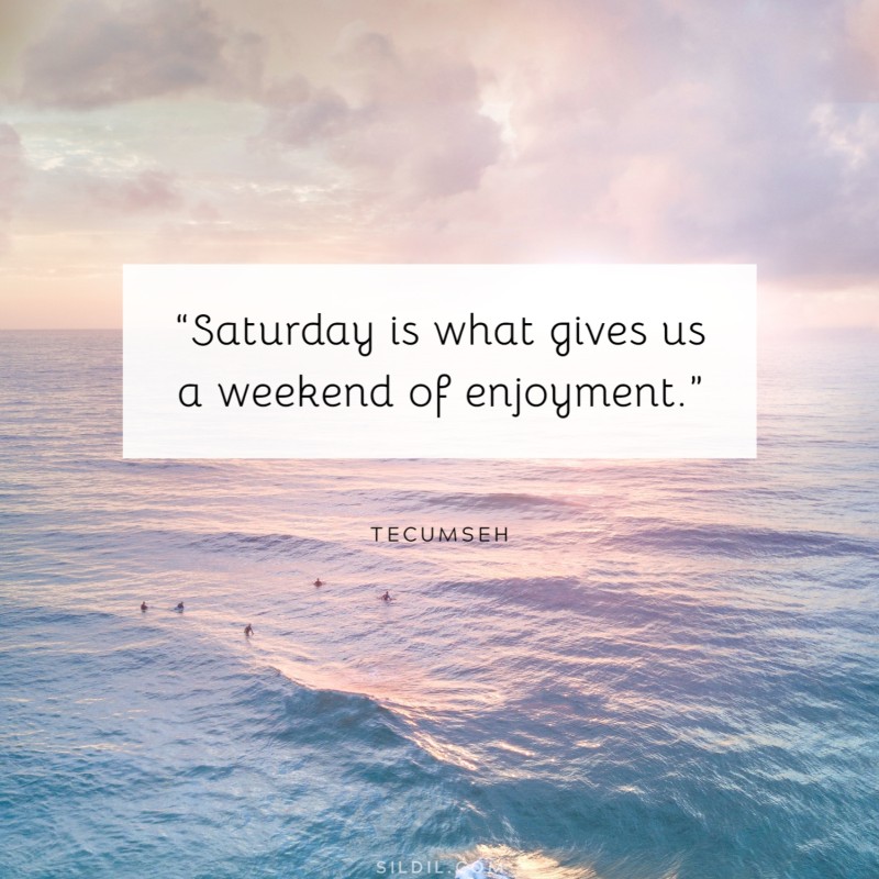 “Saturday is what gives us a weekend of enjoyment.” ― Anthony T. Hincks