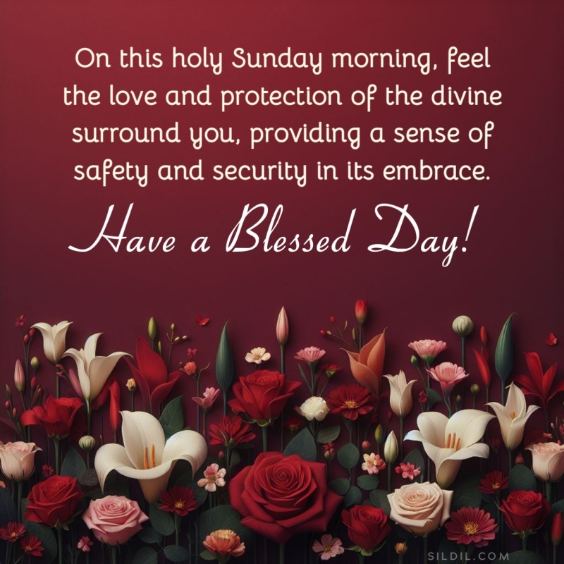 On this holy Sunday morning, feel the love and protection of the divine surround you, providing a sense of safety and security in its embrace. Have a blessed day!