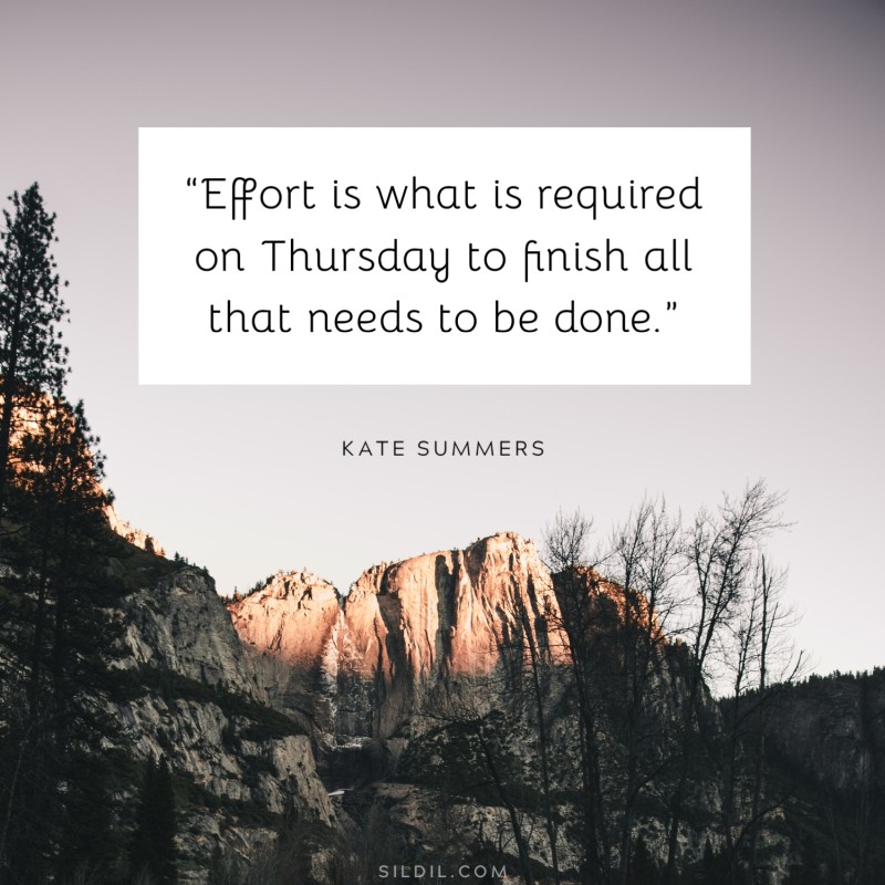 “Effort is what is required on Thursday to finish all that needs to be done.” ― Kate Summers