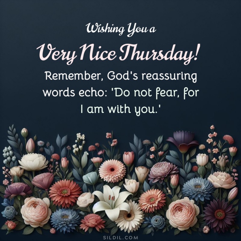 Wishing you a very nice Thursday! Remember, God's reassuring words echo: 'Do not fear, for I am with you.'