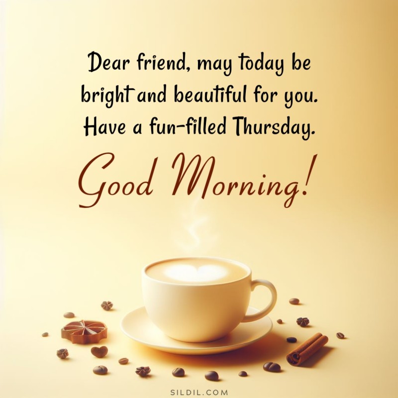 Dear friend, may today be bright and beautiful for you. Have a fun-filled Thursday. Good morning!