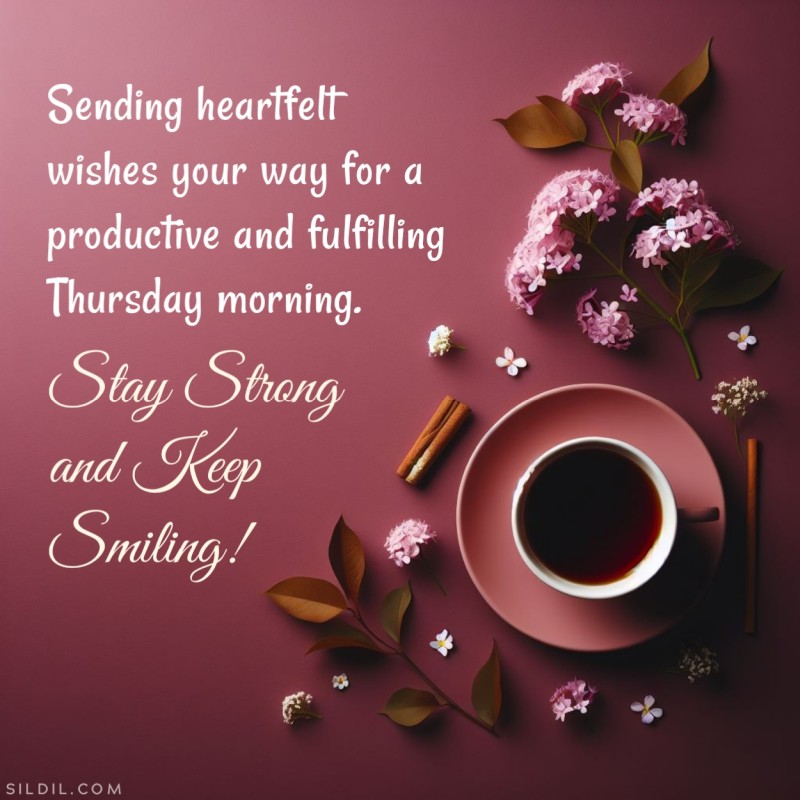 Sending heartfelt wishes your way for a productive and fulfilling Thursday morning. Stay strong and keep smiling!