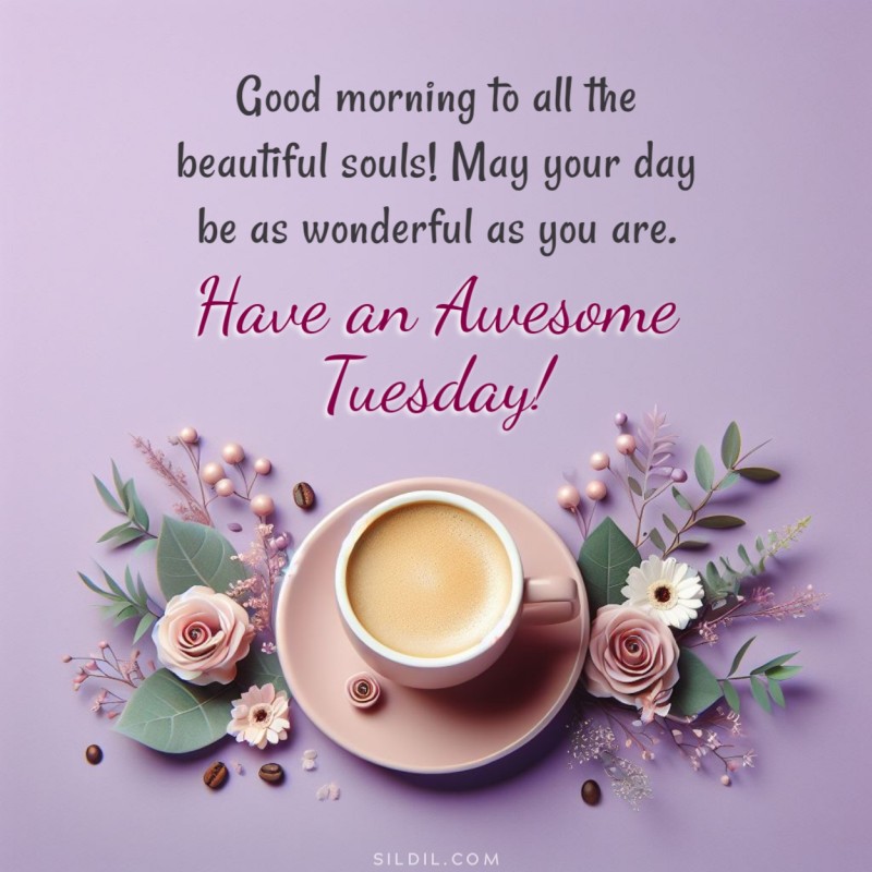 Good morning to all the beautiful souls! May your day be as wonderful as you are. Have an awesome Tuesday!