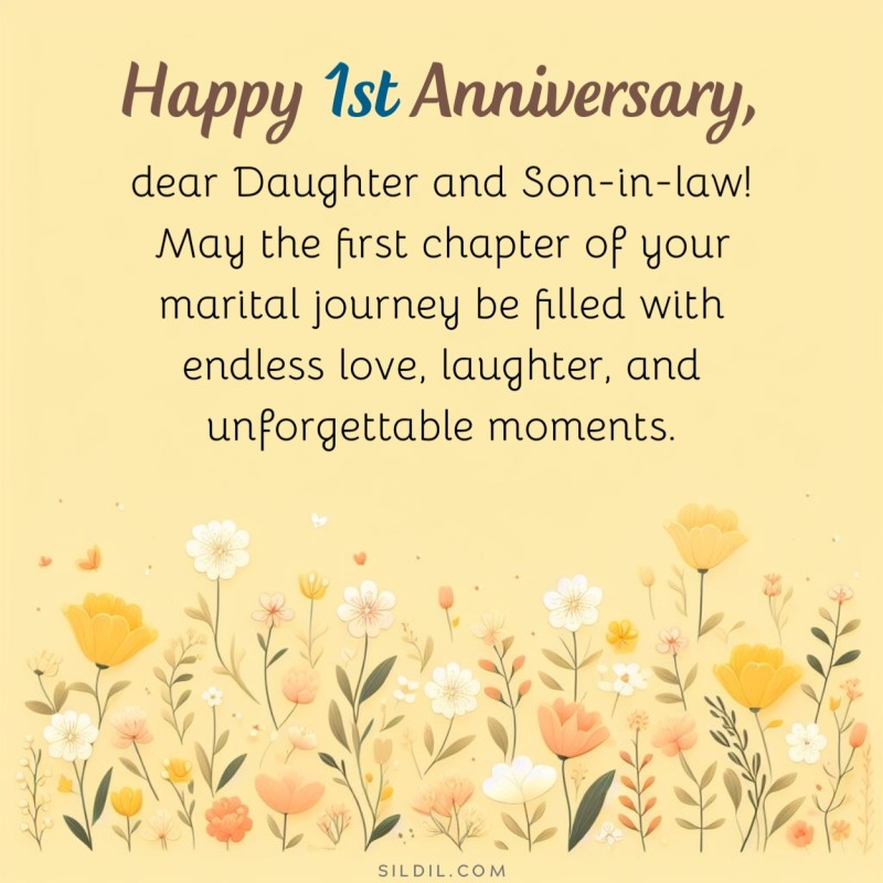 1st Anniversary Wishes for Daughter and Son in Law