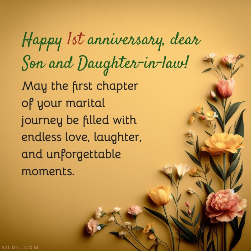 1st Marriage Anniversary Wishes for Son and Daughter in Law
