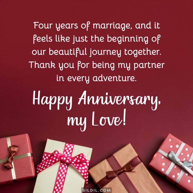 4th Marriage Anniversary Wishes for Wife