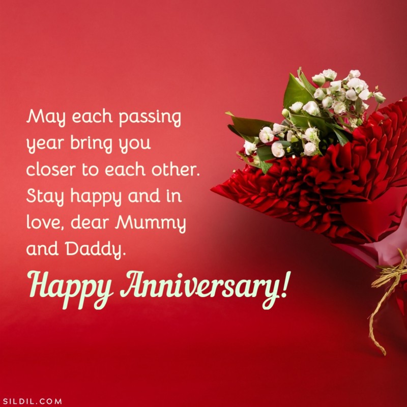 May each passing year bring you closer to each other. Stay happy and in love, dear Mummy and Daddy. Happy anniversary!