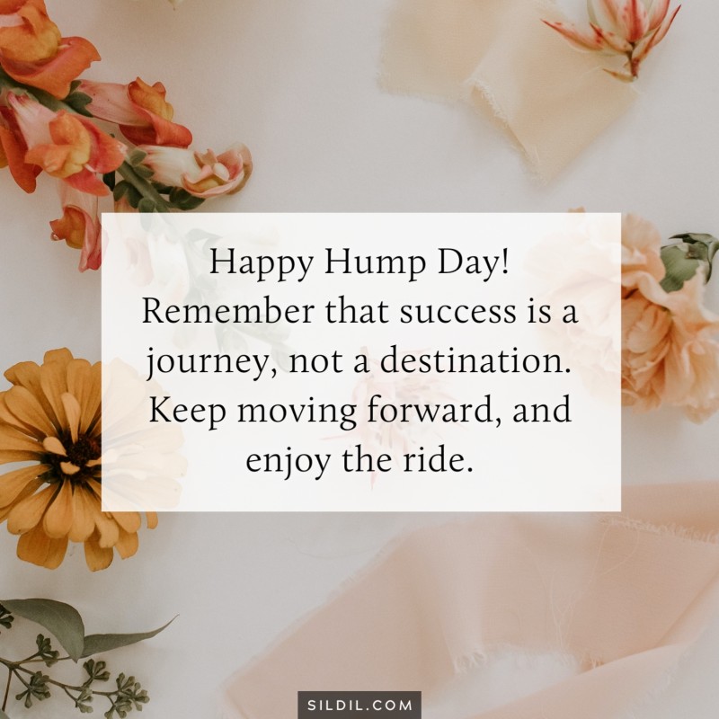 Happy Hump Day! Remember that success is a journey, not a destination. Keep moving forward, and enjoy the ride.
