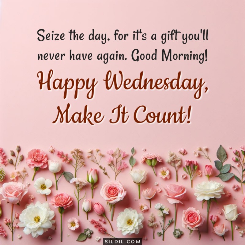 Seize the day, for it's a gift you'll never have again. Good Morning! Happy Wednesday, make it count!