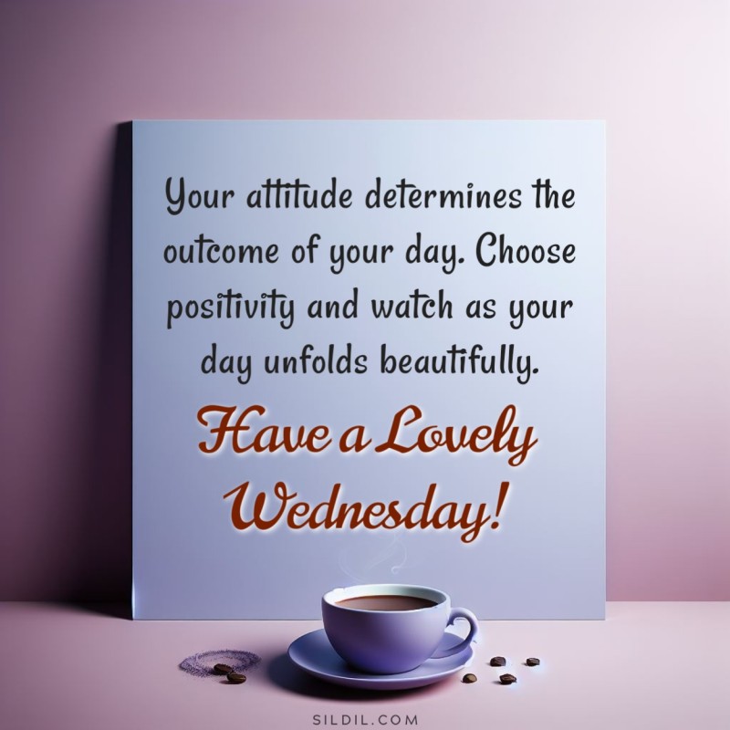 Your attitude determines the outcome of your day. Choose positivity and watch as your day unfolds beautifully. Have a lovely wednesday!