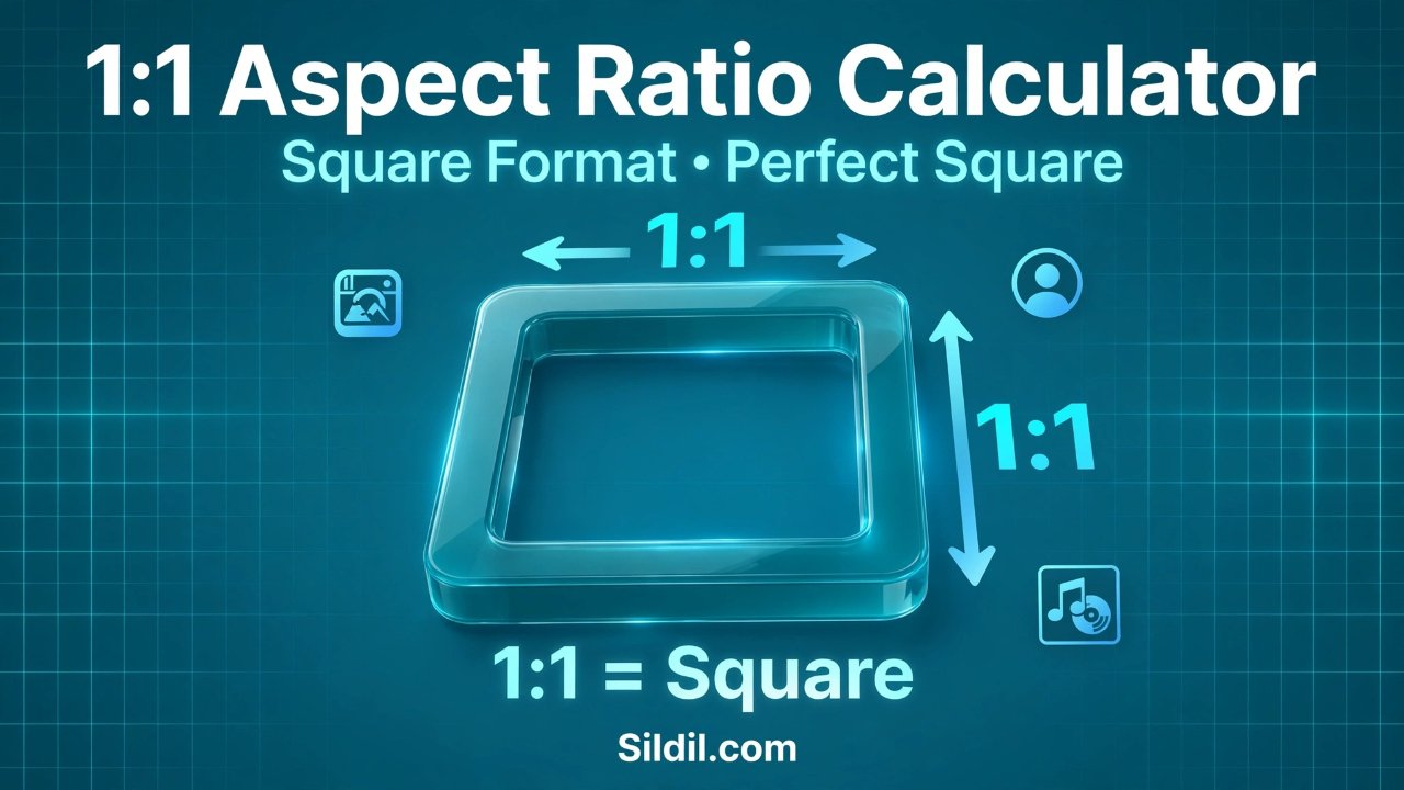 Free 1:1 aspect ratio calculator for square images, social media posts, and profile avatars. Find width or height for 1080x1080, 1200x1200, and custom sizes.