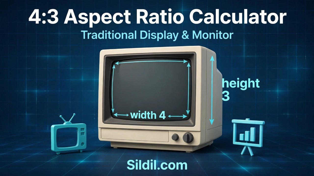 Free 4:3 aspect ratio calculator for classic monitors, projectors, and presentations. Find width or height for 1024x768, 1600x1200, and custom sizes.