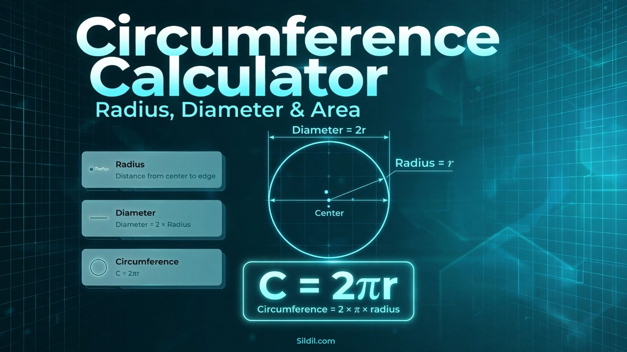 Calculate the circumference of a circle from its radius or diameter. Find radius and diameter from circumference, use circle formulas, and see step-by-step calculations.