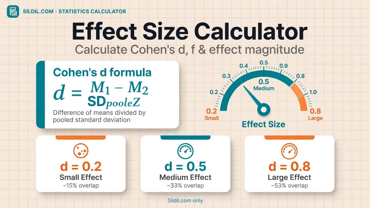 Calculate effect size including Cohen's d, Hedges' g, Glass's Δ, effect-size r, η², Cohen's f, CLES, and binary effect measures from raw or summary data.